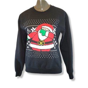 TRU The Real University Women's Black Long Sleeves Santa Sweatshirt Size Small